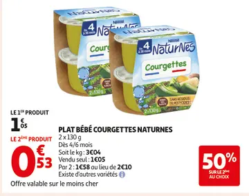 Offre: Plat bébé courgettes NaturNes