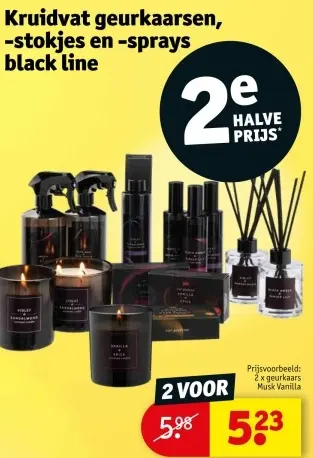 Promotie: geurkaarsen, -stokjes en -sprays black line