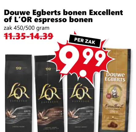 Aanbieding: bonen Excellent of L'OR espresso bonen