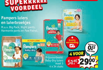 Aanbieding: Pampers luiers en luierbroekjes