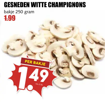 Aanbieding: Gesneden witte champignons