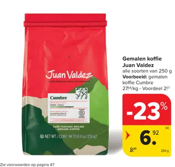 Aanbieding: Gemalen koffie Juan Valdez