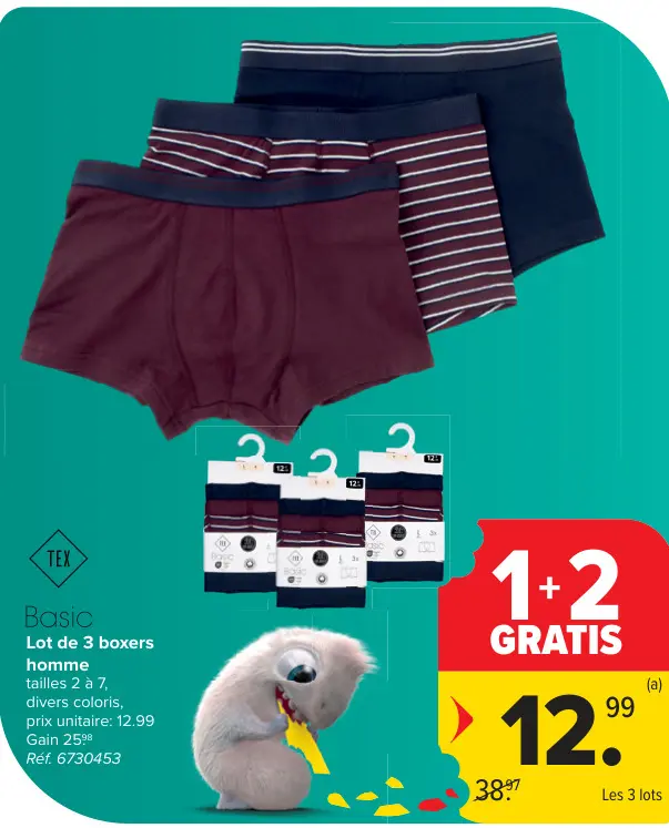 Offre: Lot de 3 boxers homme