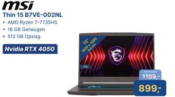 Aanbieding: msi Thin 15 B7VE-002NL