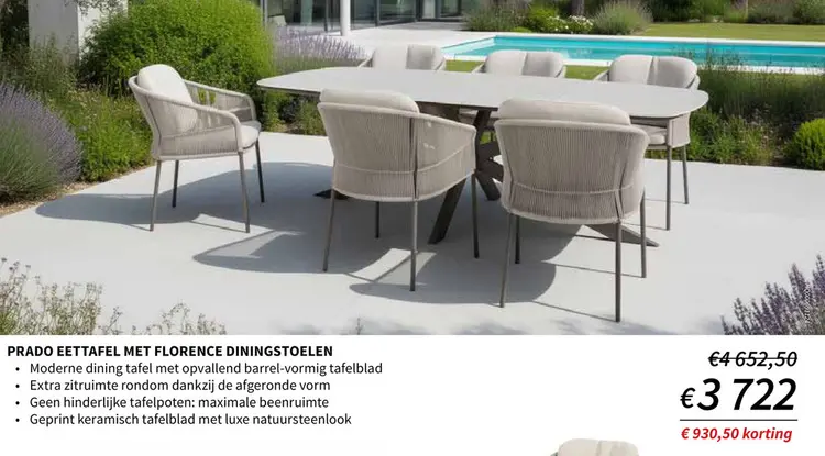 Promotie: Prado eettafel met FLORENCE diningstoelen