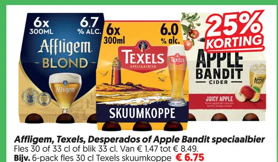Aanbieding: Affligem, Texels, Desperados of Apple Bandit speciaalbier