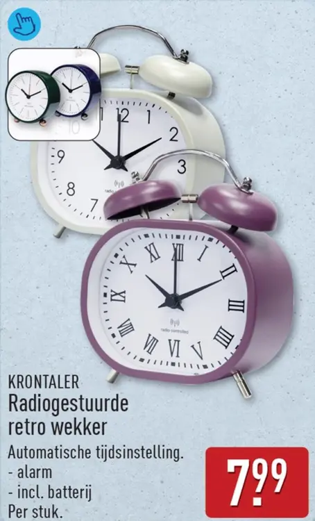 Aanbieding: Radiogestuurde retro wekker