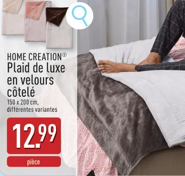 Offre: Plaid de luxe en velours côtelé