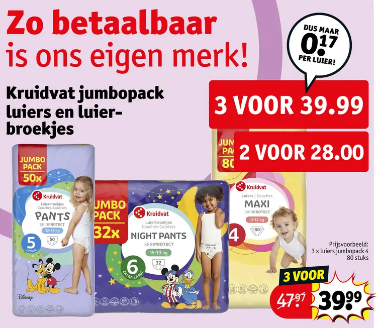 Promotie: Kruidvat jumbopack luiers en luierbroekjes