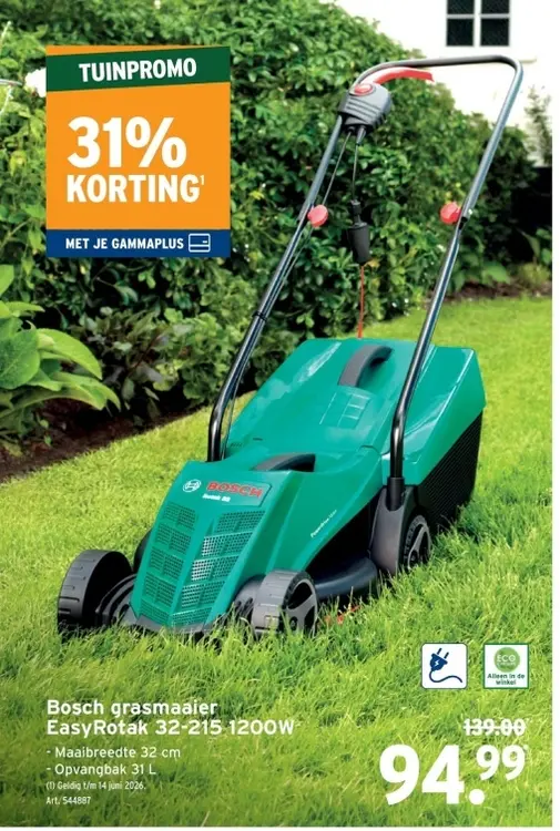 Promotie: Bosch grasmaaier EasyRotak 32-215 1200W