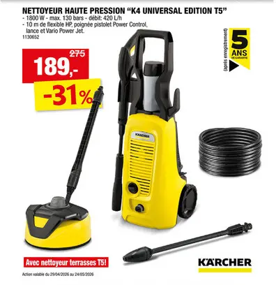 Offre: Kà¤rcher K4 Universal Edition T5 nettoyeur haute pression 1700W