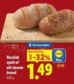 Aanbieding: Rustiek spelt of wit desem brood