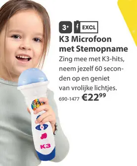 Aanbieding: K3 Microfoon Met Stemopname Alle Kleuren