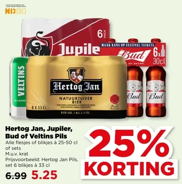 Aanbieding: Hertog Jan, Jupiler, Bud of Veltins Pils