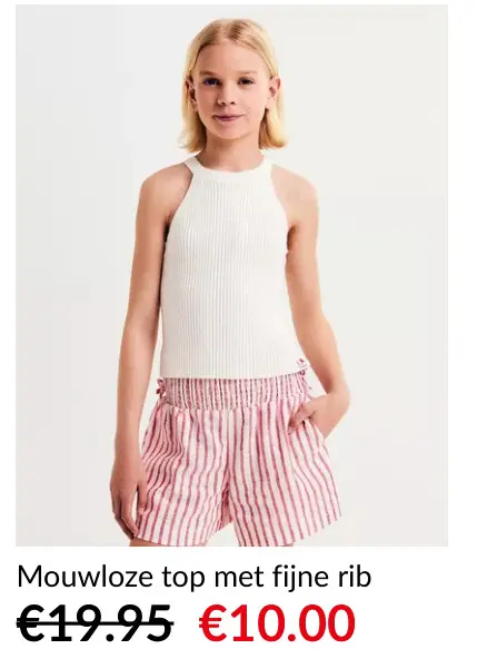 Offre: Mouwloze top met fijne rib