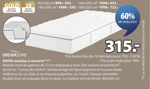 Promotie: DRIVA matelas à ressorts