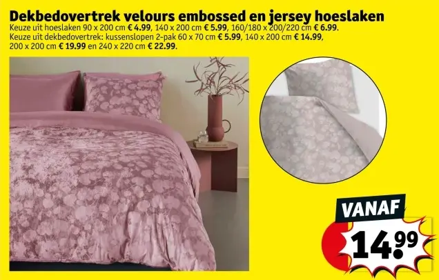 Promotie: Dekbedovertrek velours embossed en jersey hoedlaken