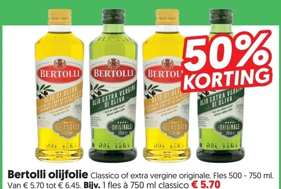 Aanbieding: Bertolli olijfolie Classico of extra vergine