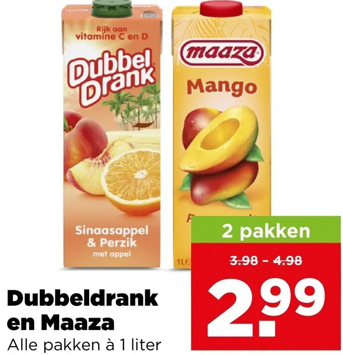 Aanbieding: Dubbeldrank en Maaza