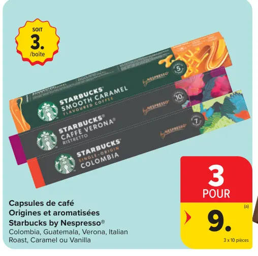 Offre: Capsules de café Origines et aromatisées