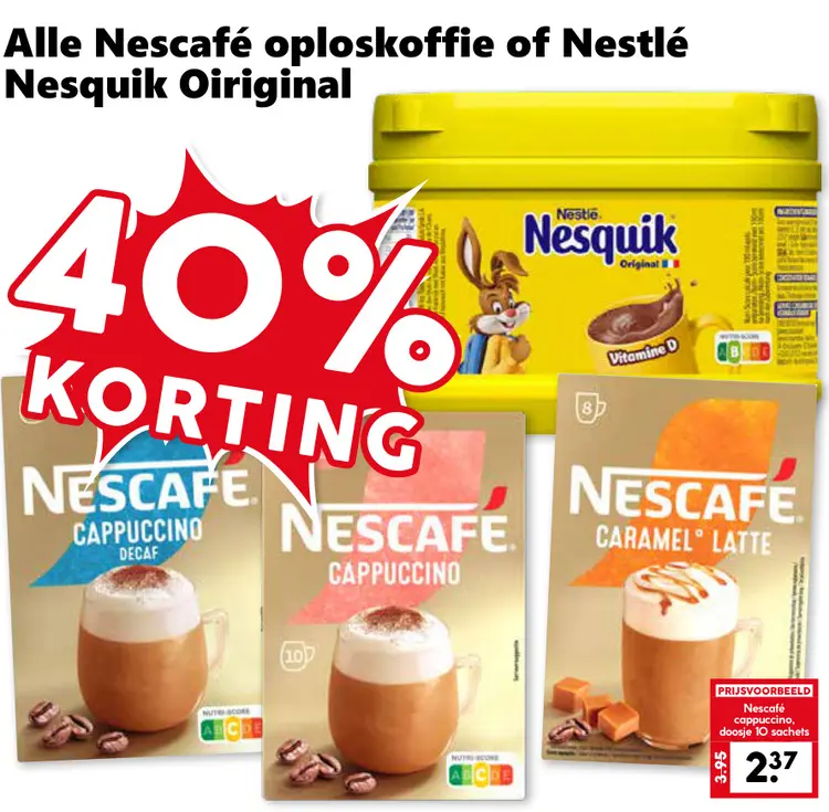 Aanbieding: Oploskoffie of Nesquik Oiriginal