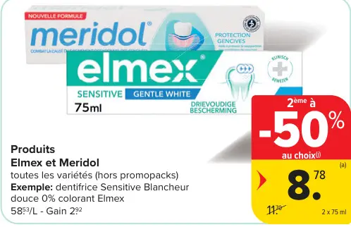 Offre: Dentifrice Sensitive Blancheur douce 0% colorant
