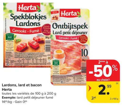 Offre: Lardons, lard et bacon