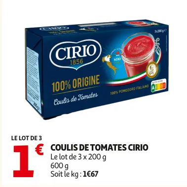 Offre: Coulis de tomates CIRIO
