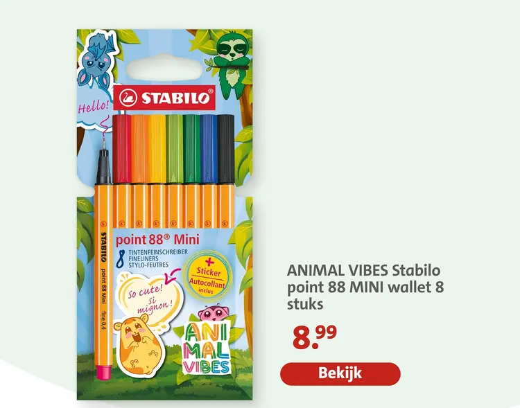 Aanbieding: ANIMAL VIBES Stabilo point 88 MINI wallet