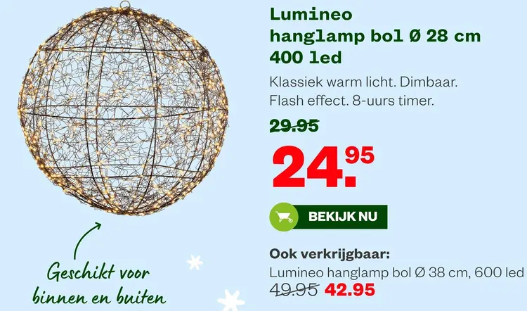 Aanbieding: Hanglamp bol Ø 28 cm 400 led