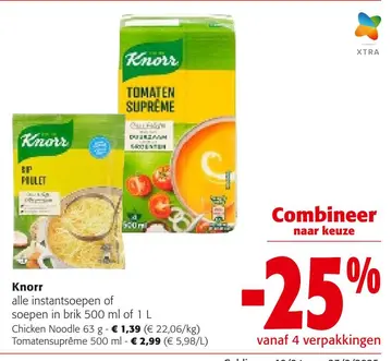 Aanbieding: Knorr alle instantsoepen of soepen in blik of Chicken Noodle