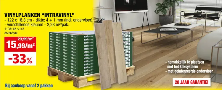Promotie: Intra Click vinyl incl. ondervloer 2,23m² Caà¯ro