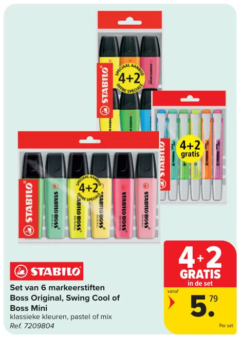 Promotie: Set van 6 markeerstiften Boss Original, Swing Cool of Boss Mini