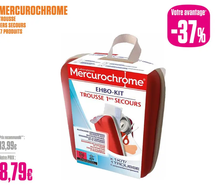 Offre: Mercurochrome Trousse 1ers Secours 17 Produits - Mercurochrome