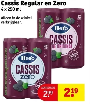 Aanbieding: Cassis Regular en Zero
