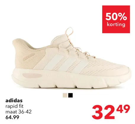 Aanbieding: Adidas Rapidfit Wide Fit dames sneakers beige wit