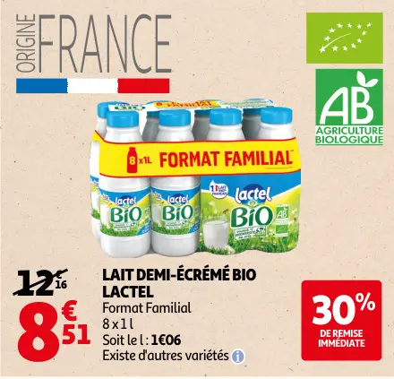 Promotie: Lait demi-écrémé bio