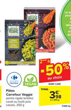 Offre: Carrefour Veggie penne rigate lentilles corai