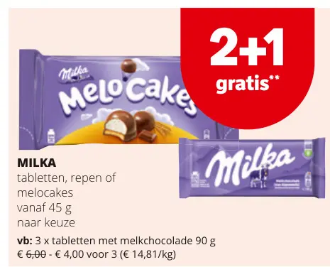 Promotie: Tabletten, repen of melocakes