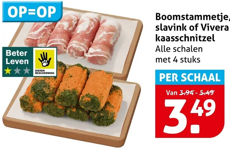 Aanbieding: Boomstammetje, slavink of Vivera kaasschnitzel