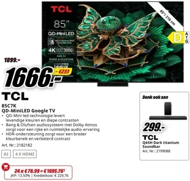 Promotie: TCL 85C7K QD-MiniLED Google TV