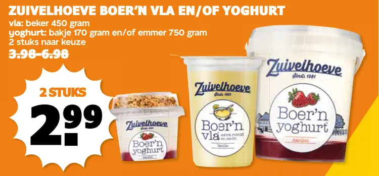 Aanbieding: Boer'n vla en/of yoghurt