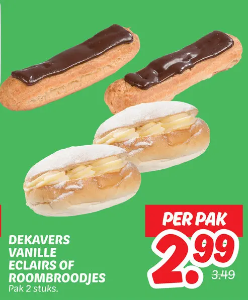Vanille eclairs of roombroodjes