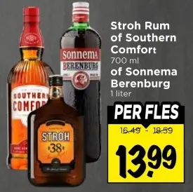 Aanbieding: Stroh Rum of Southern Comfort of Sonnema Berenburg