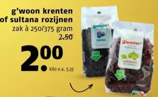 Aanbieding: Krenten of sultana rozijnen