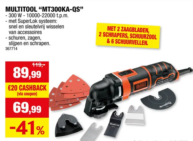 Promotie: Black+Decker MT300KA-QS multitool 300W