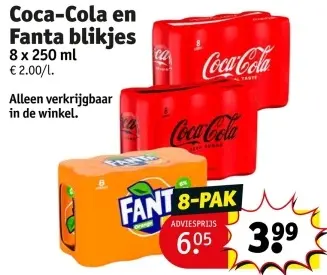 Aanbieding: Coca-Cola en Fanta blikjes