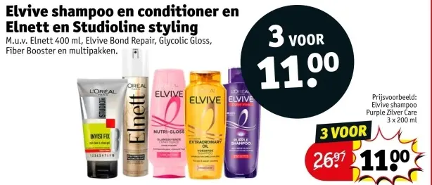 Aanbieding: Elvive shampoo en conditioner en Elnett en Styling