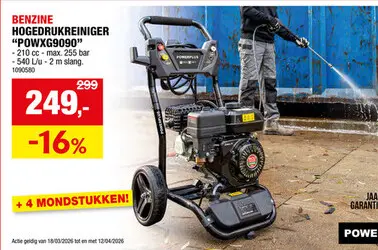Promotie: Powerplus POWXG9090 benzine hogedrukreiniger 210cc