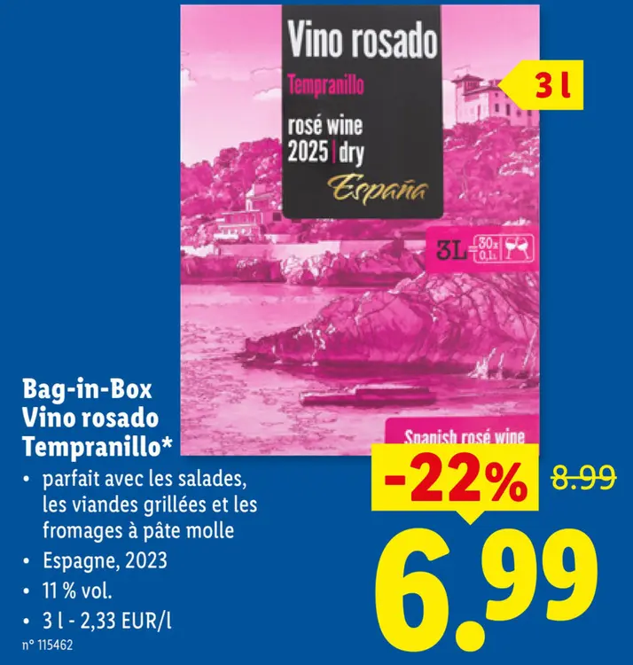 Offre: Bag-in-Box Vino rosado Tempranillo